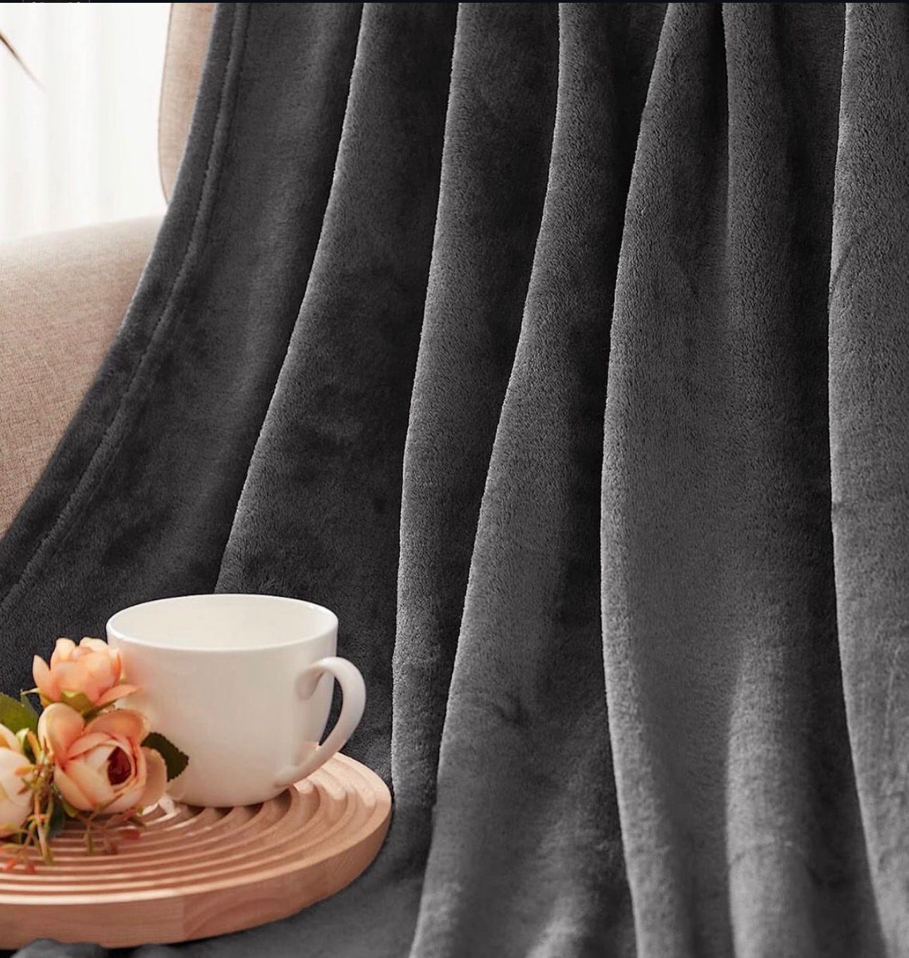 Charcoal Grey Plush Blanket