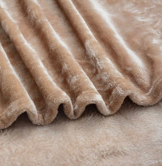 Beige Plush Fleece Blanket