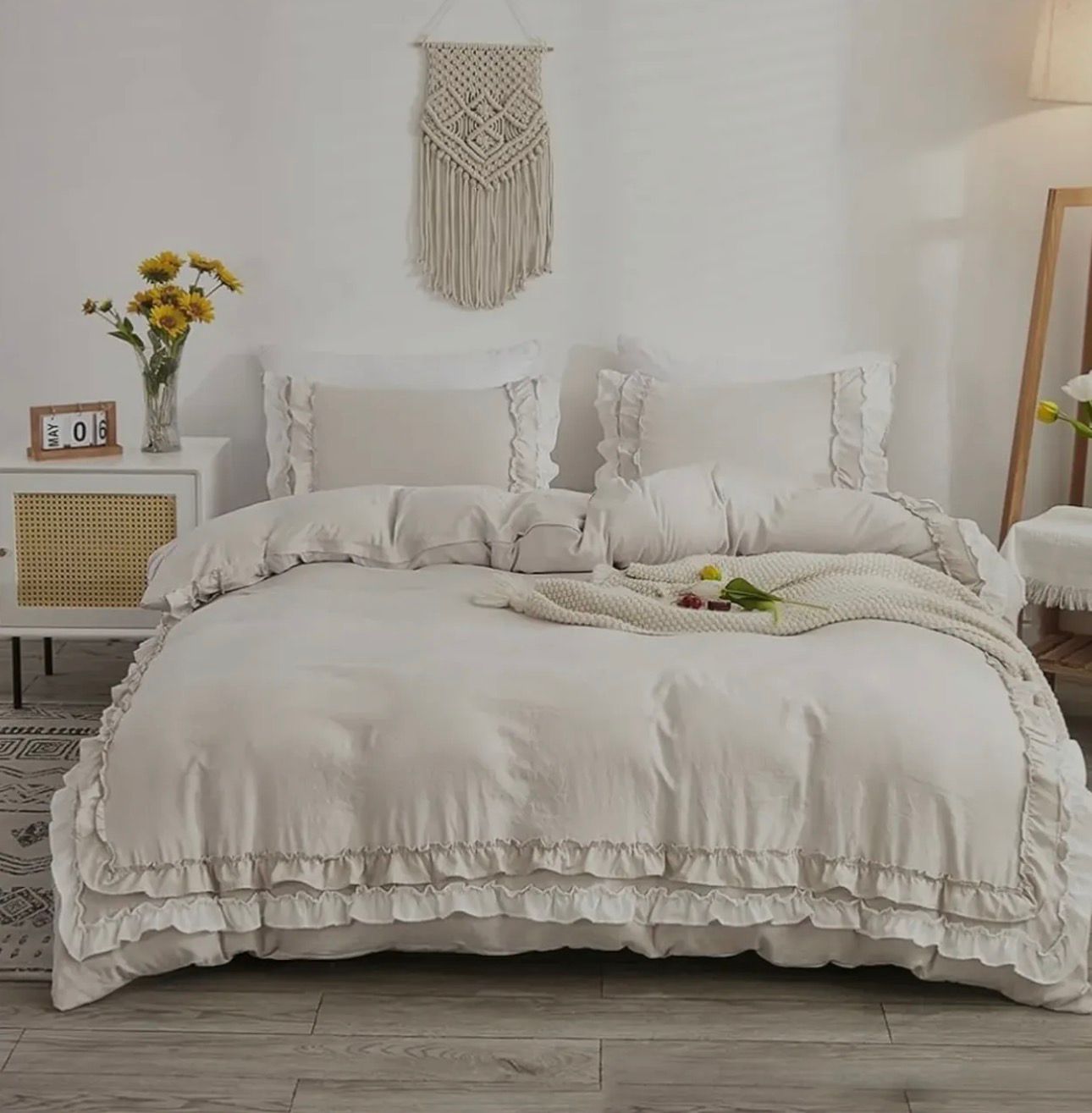 White Ruffle Comforter Set