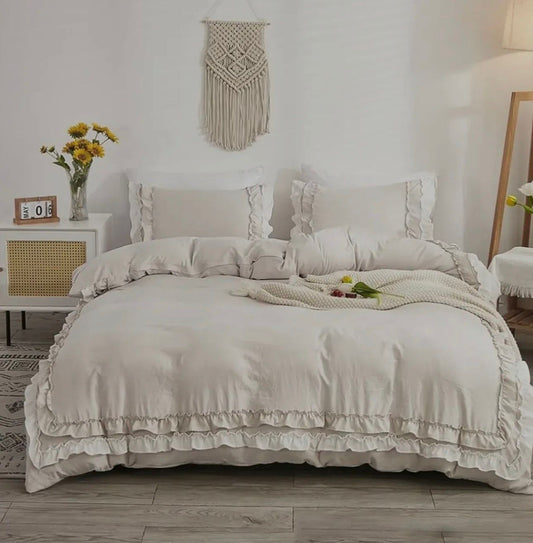 White Ruffle Comforter Set