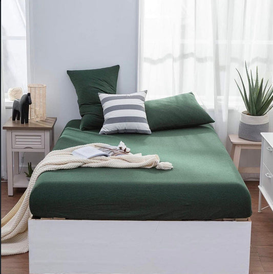 Forest Green Plain Bedsheet Set