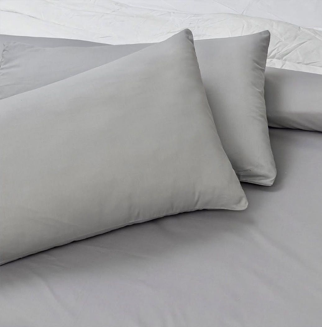 Silver Grey Plain Bedsheet Set