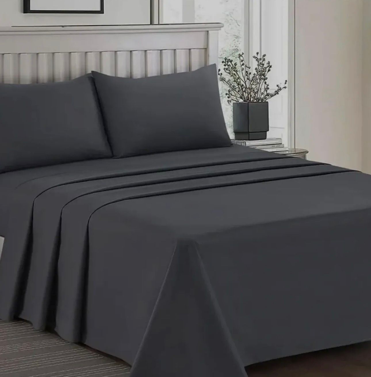Dark Grey Plain Bedsheet Set