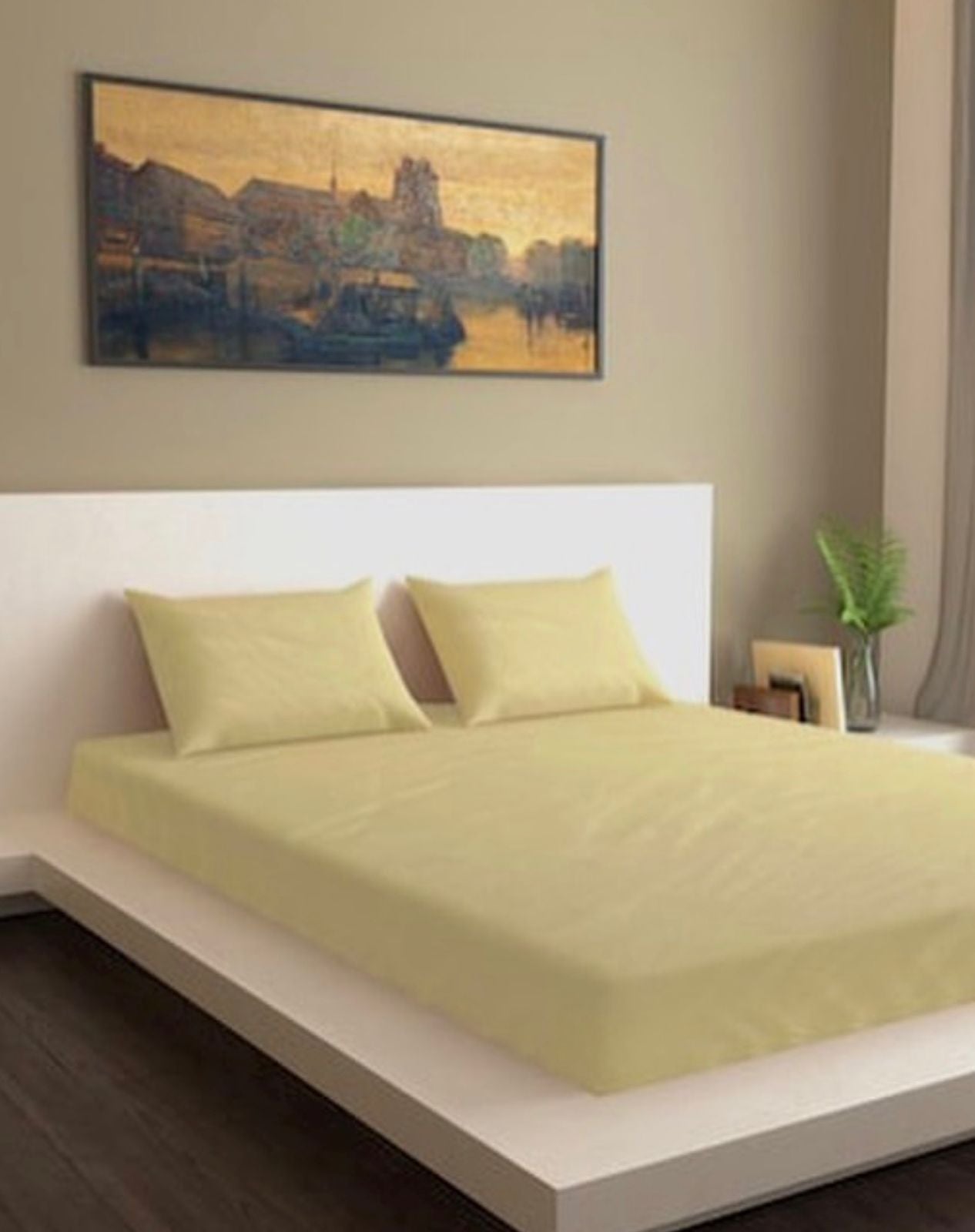 Soft Yellow Plain Bed Sheet Set