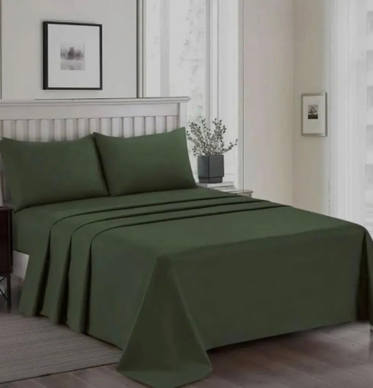 Olive Green Plain Bedsheet Set