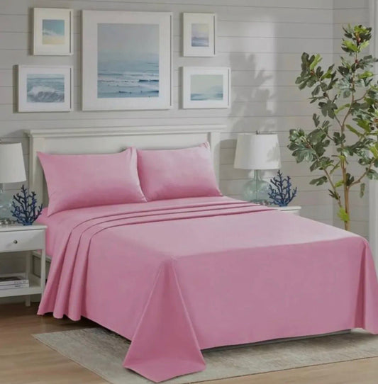 Baby Pink Plain Bedsheet Set