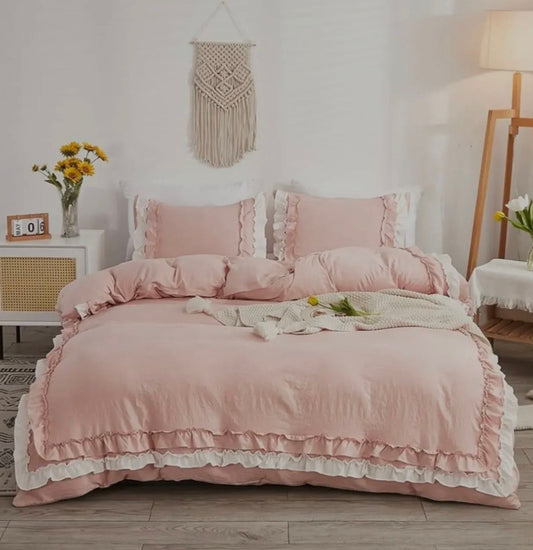 Blush Pink Ruffle Comforter Set