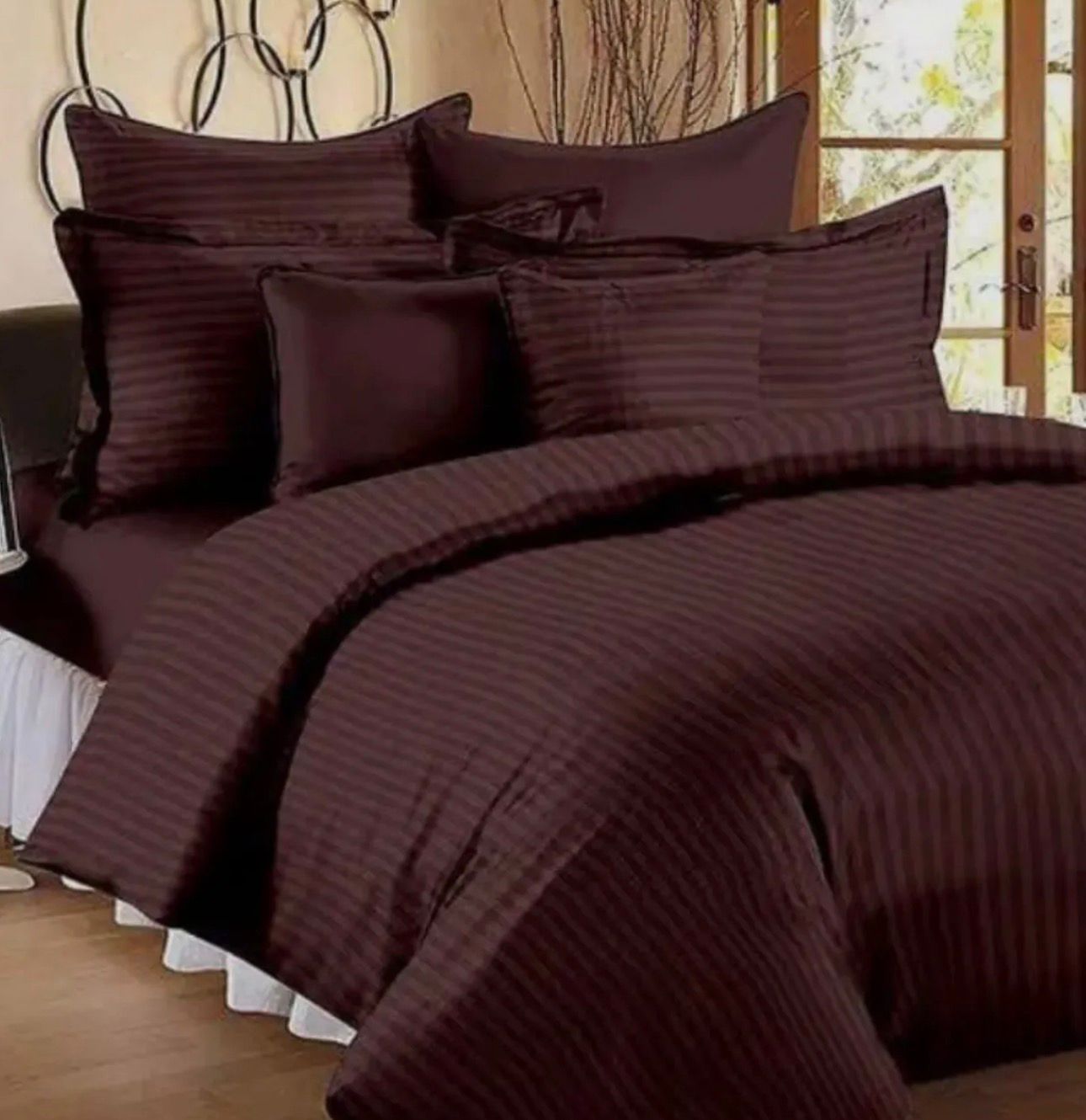 Chocolate Brown Stripe Comforter Set