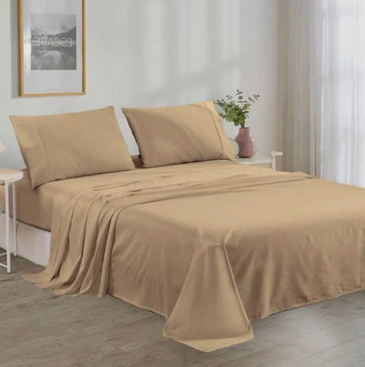 Sand Beige Plain Bedsheet Set