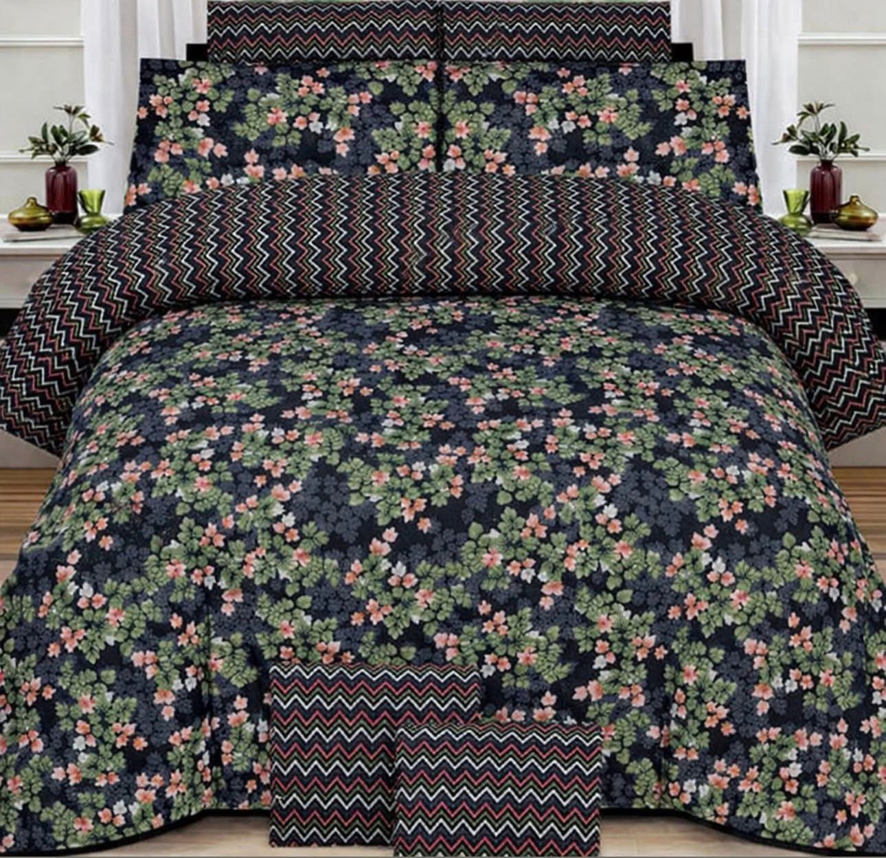 Midnight Floral Printed Bedsheet Set