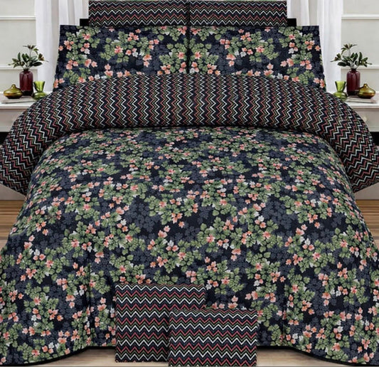 Midnight Floral Printed Bedsheet Set