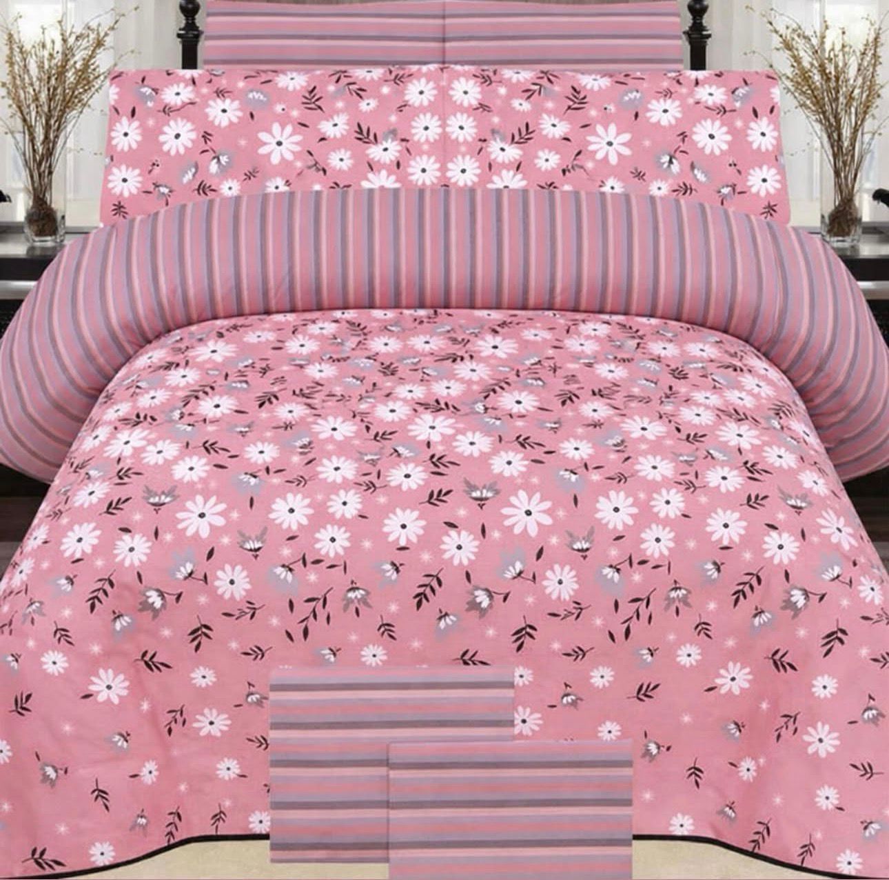 Pink Daisy Floral Bedsheet Set