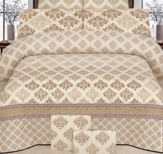 Ivory Damask Printed Bedsheet Set