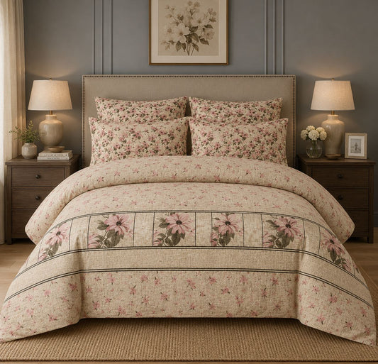 Vintage Floral Border Bedsheet Set
