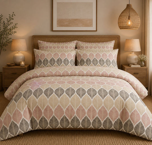 Pastel Leaf Pattern Bedsheet Set
