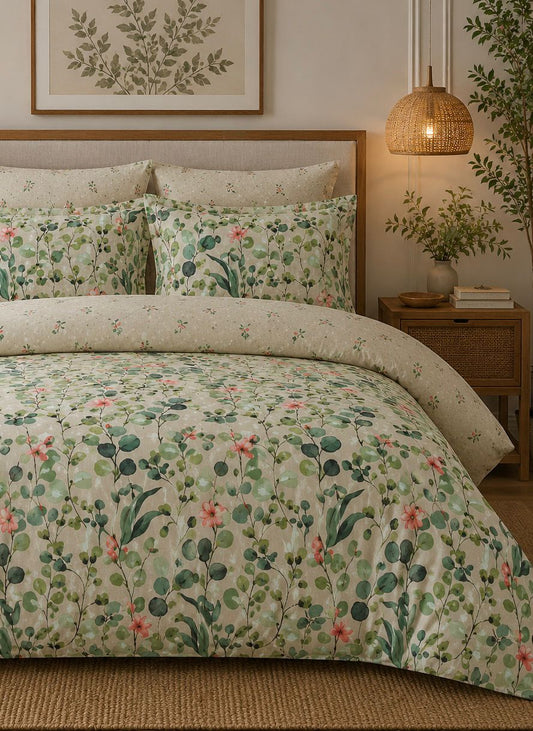Premium Botanical Garden Printed Bedsheet Set