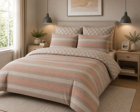 Minimal Stripe & Check Cotton Bedsheet Set